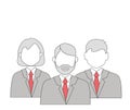 Business team. people in business attire in construction helmets. icons vector illustration.